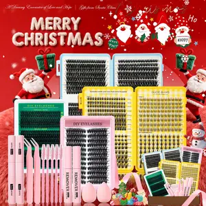 Mixed Length Individual False Eyelashes Kit, Natural Look Eyelash Extensions with Lash Bond & Seal & Remover & Tweezers & Brush & Makeup sponge, Self Grafting Curvature Eyelashes, Eye Makeup Enhancement False Eyelashes, Diy Lashes Cluster