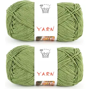 200g Milk Cotton Yarn for Crochet & Amigurumi - Soft Yarn for Sweaters, Hats, Socks & Blankets (Army Green)