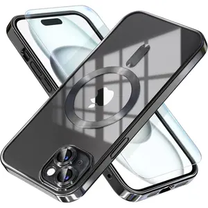 Entronix Bundle Compatible with iPhone 15 Plus - [Magnetic] Luxury Glossy Case & 1 Clear Screen Protector