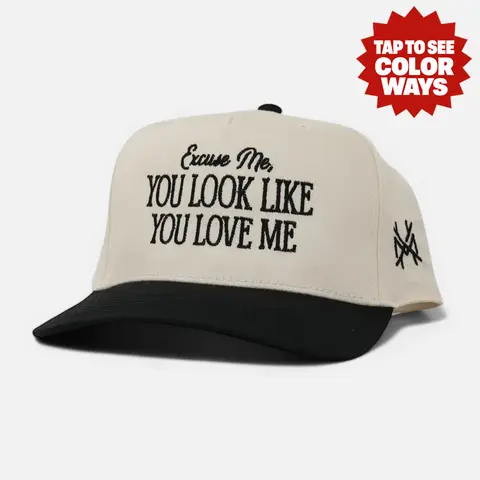 Excuse Me… You Look Like You Love Me MadHatter’s Embroidered Snapback Adjustable (Up To A Size 8 Head) Premium Trucker Hat