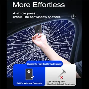 Window Breaker Car Safety Escape Card with Tungsten Steel Hammer Tip and U-Shaped Safety Cutter – Emergency Survival Tool for Quick Escape, Conveniently Stored on Sun Visor Within Reach