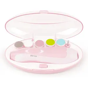 Baby Nail File Clippers Electric: Baby Nail Trimmer Electric Kit Fingernails Toes Care Manicure 6-in-1 Set with LED Light Safe  Newborn Kids and Adult Pin