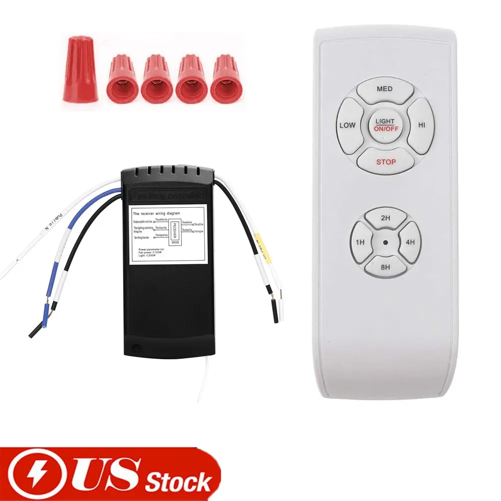 Universal Ceiling Fan Lamp Remote Control Receiver Kit, Wireless Timing Function, 15M Control Range