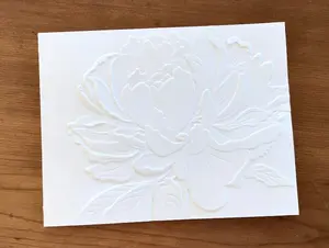 3D Embossed White Peony Flower Note Card Set, Floral Card Set, Blank Botanical Writing Stationery, 8 All Occasion Handmade Greeting Cards