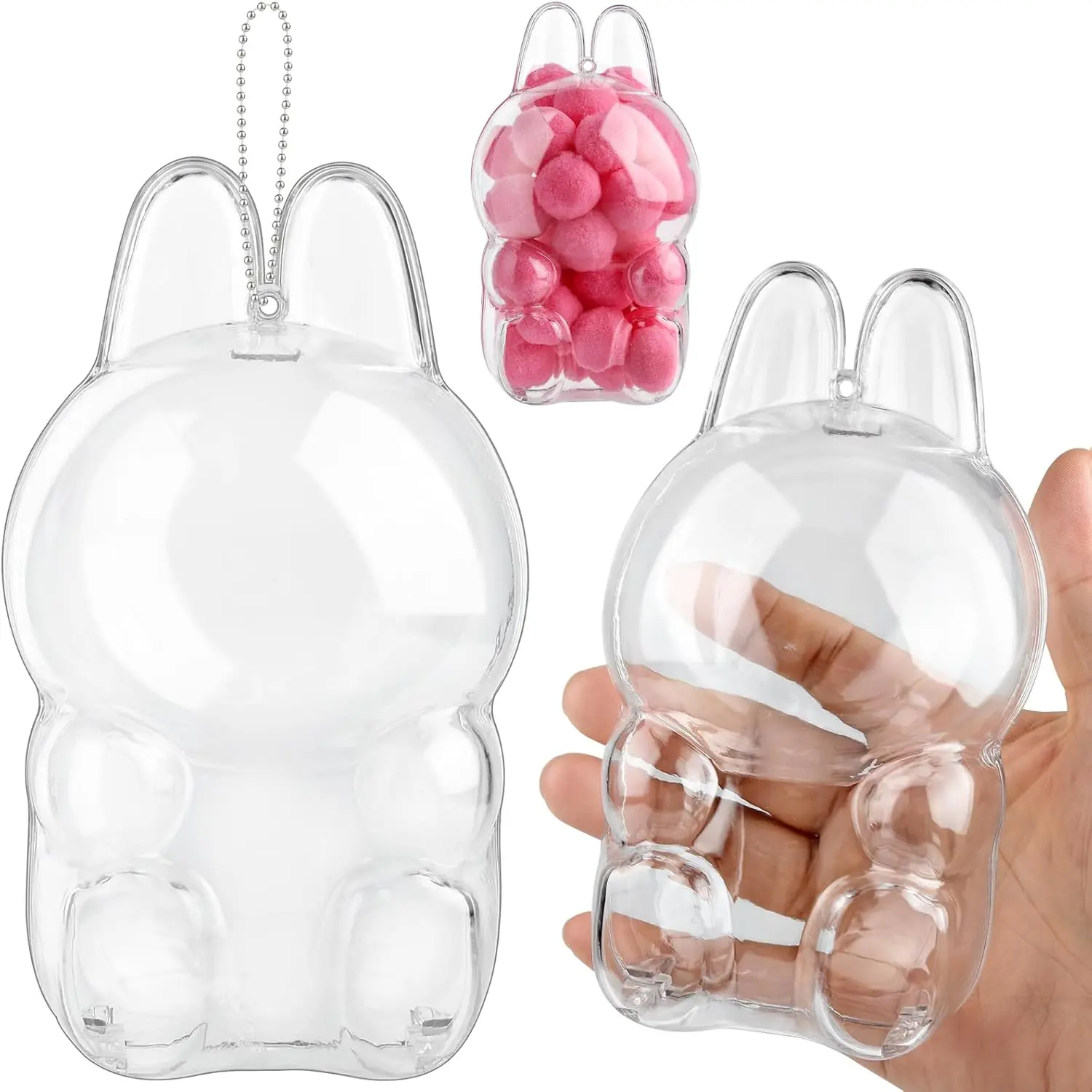 Clear Protective Display Case for Vinyl Plush Doll, Hard Shell Mini Figure Cover with Keychain, Portable Dustproof Doll Storage Box for Backpack, Bag Charm and Collectible Toy Accessories