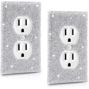 Outlet Covers.2 Pack Shiny Rhinestones Wall Plate Rhinestones Light Switch Cover Decorative Bling Switch Cover Crystal Outlet Covers Decorative Wall Plate Outlet Decorations