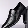 Men's Classic Business Leather Shoes with Metal Buckle Decoration, Closed Slip-On Formal Office Dress Shoes, Casual Fashion Work Party Wear, Rubber, Business Style Shoes, Business Style Footwear