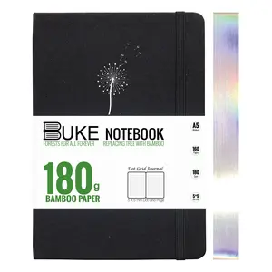 BUKE Dot Grid Notebook Dotted Journal,180Gsm Bamboo White Paper, 5 * 5MM Dots 160 Pages