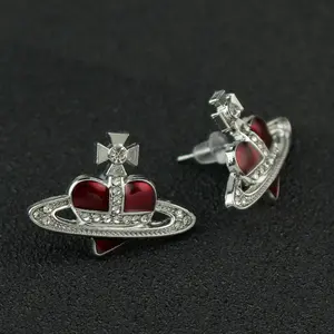 Saturn Planet Stud Earrings For Women Girl Heart Earrings