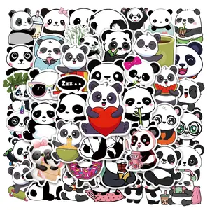50pcs Cute Panda Pattern Graffiti Sticker, Funny Stickers, Waterproof Self Adhesive Decal, DIY Creative Paster For Gifts Bottle Scrapbook Phone Case Guitar