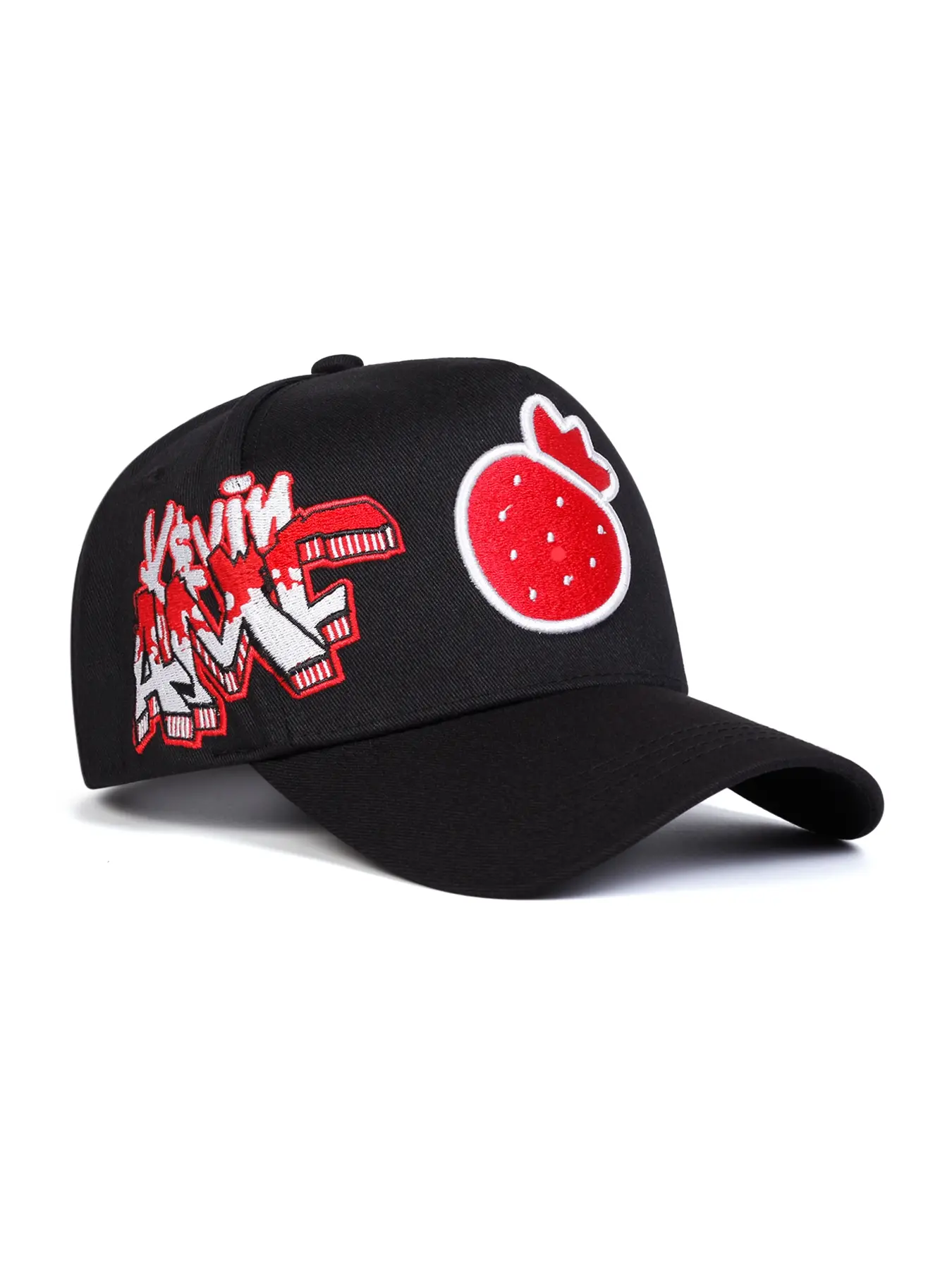Unisex Strawberry Embroidered Baseball Cap, Adjustable Fitted Sun Hat for Spring & Fall, Casual Outdoor Travel Beach Vacation
