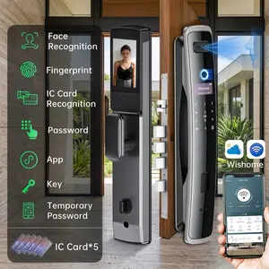 Smart Face Recognition Door Lock with Video Intercom, Biometric Fingerprint and Keypad, Works with Wishome App, 6068 Mortise