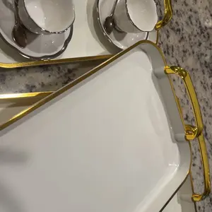 3 Pack Serving Tray with Handles Stackable Reusable Trays for Serving Food Plastic Serving Platters for birthday Party Charcuterie Fruit  BBQ snack cake Pool snacktray Turkey Appetizer Tray  gift ideas Mother's day gift