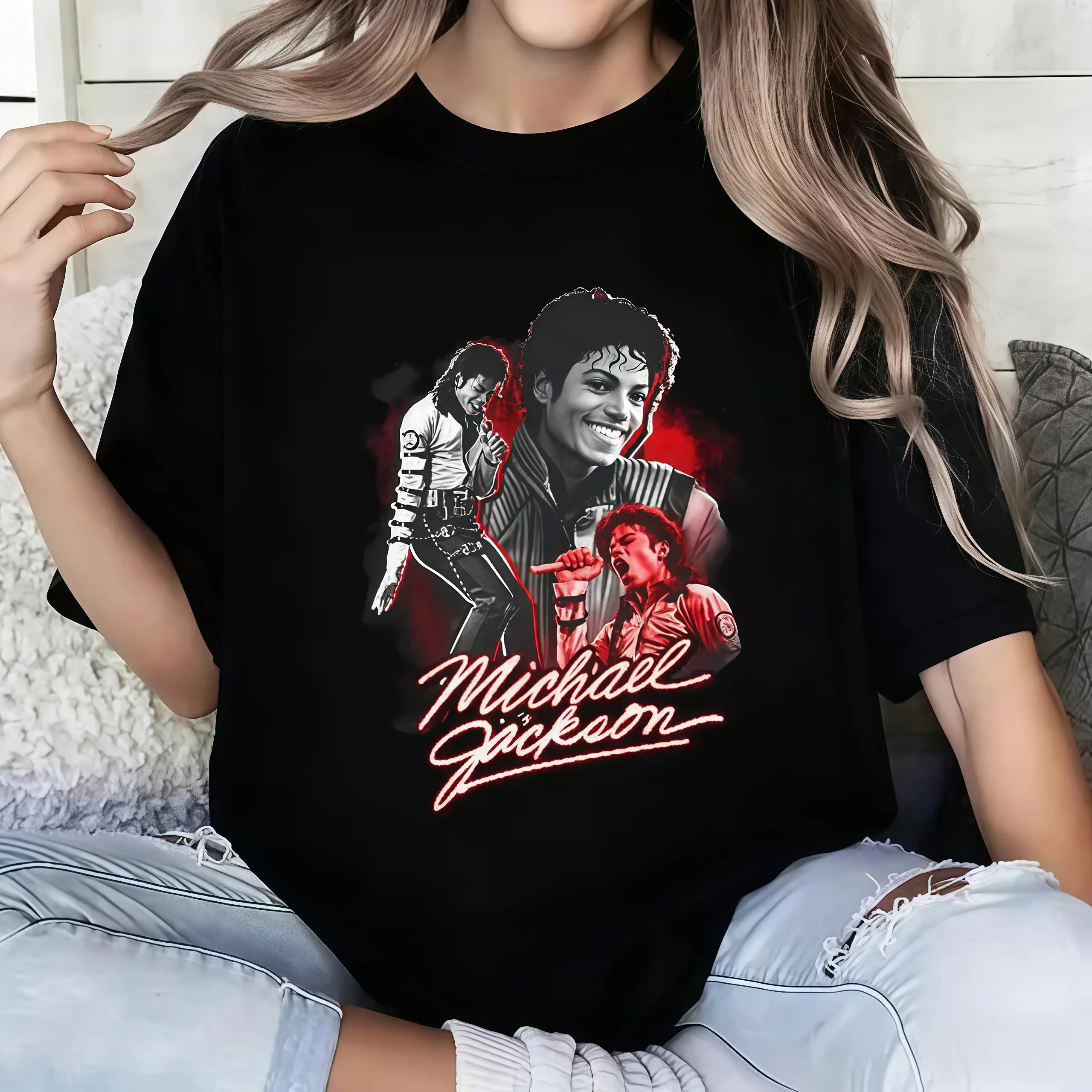 Casual Style T-Shirt Michael Jackson Iconic Moments Design For Music Lovers And Fans Perfect For Everyday Wear And Summer Season Ideal Gift For Michael Jackson Admirers And Pop Culture Enthusiasts