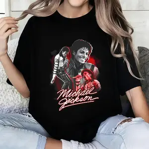 Casual Style T-Shirt Michael Jackson Iconic Moments Design For Music Lovers And Fans Perfect For Everyday Wear And Summer Season Ideal Gift For Michael Jackson Admirers And Pop Culture Enthusiasts