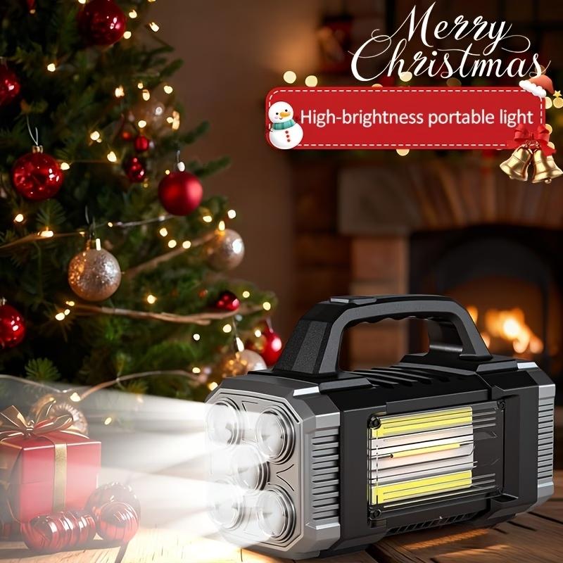 Outdoor COB flashlight, high-brightness and high-lumen rechargeable outdoor spotlight with dual front and rear lights, long-range solar flashlight, suitable for camping, emergencies, hunting and work lighting: protective function Type-C charging