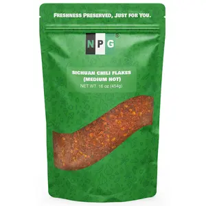 NPG Authentic Sichuan Chili Flakes 16 Oz Medium Hot, Spice Seasoning for Kimchi, Chili Oil, Stir-fry, Salad and Tacos dano'sseasoning delicious flavor