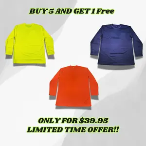 Essential Long-Sleeve Work Shirts - Buy 5 Get 1 Free! Casual Men's Casual Wear - Menswear Breathable Workwear