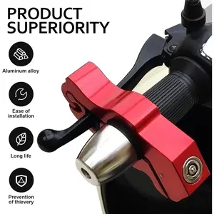 1 PC Motorcycle Grip Brake Lock, 5-5/16" x 2-3/16" x 15/16" Alloy Anti-Theft Throttle Lock, Replacement Modification Accessories, Suitable for Motorcycles, Scooters, Bicycles, ATVs (Red)