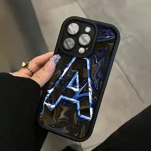 Letter A Printed Phone Cases for iPhone 17 Pro Max 16 15 Plus 14 13 Pro 12 11, Creative Elegant Durable Stain Resistant Protective Phone Cover