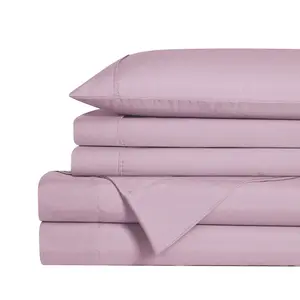 Swift Home 4PC Polyester Rayon from Bamboo Blend Soft Breathable Solid Sheet Set with Extra Pillowcases - LAVENDER TWIN - Bedding Essentials
