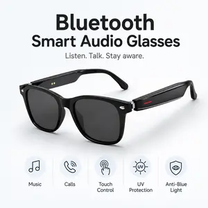 E13 Bluetooth Smart Audio Glasses, UV Protection & Anti-Blue Light Wireless Glasses for Music Calls, Touch Control Lightweight Smart Glasses for Men Women