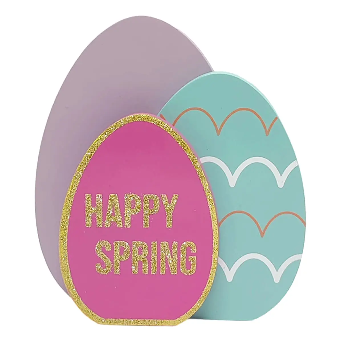 6" Happy Spring Easter Egg Sign – Pastel Seasonal Wall & Shelf Decor