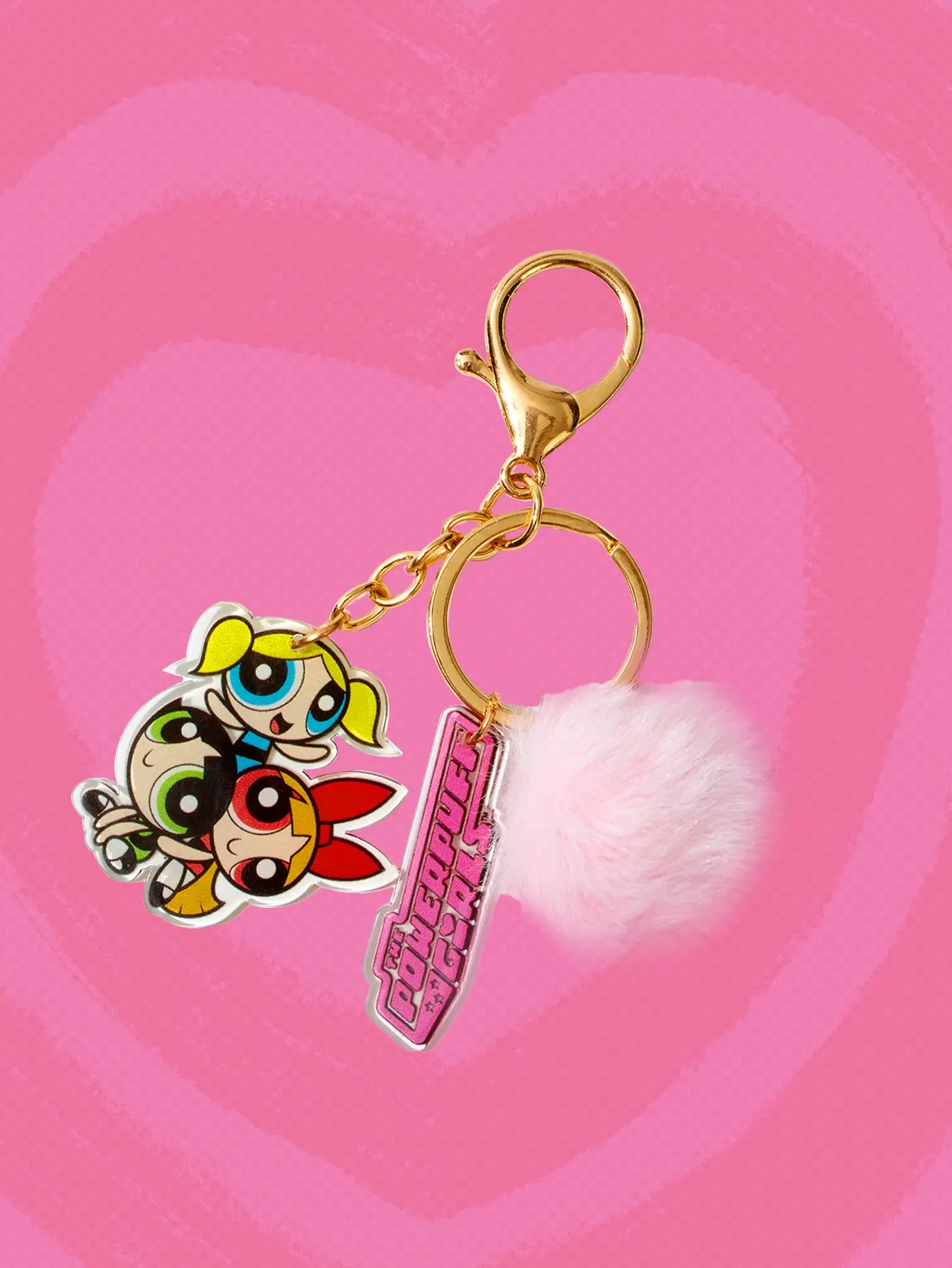 The Powerpuff Girls | ROMWE Cartoon Figure & Pompom Charm Keychain