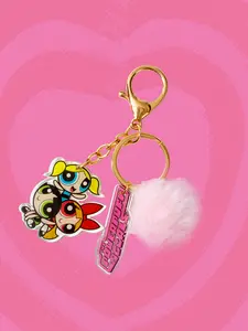 The Powerpuff Girls | ROMWE Cartoon Figure & Pompom Charm Keychain