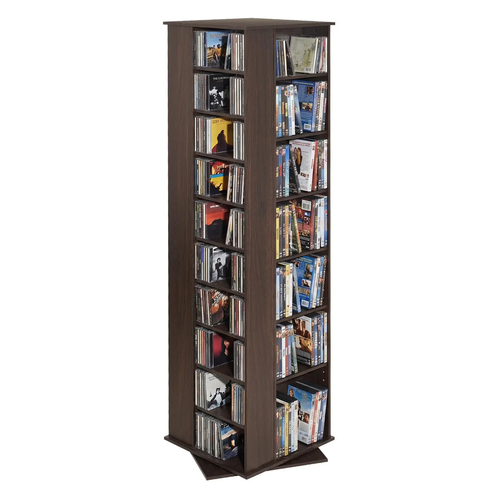 【SummerFinds】VEVOR Media Storage Cabinet, CD Rack Tower, 34 Compartments Rotating Media Tower Rack for CDs, DVDs, Books and Game Discs, DVD Stand for Living Room, Home Office and Recording Room, Brown