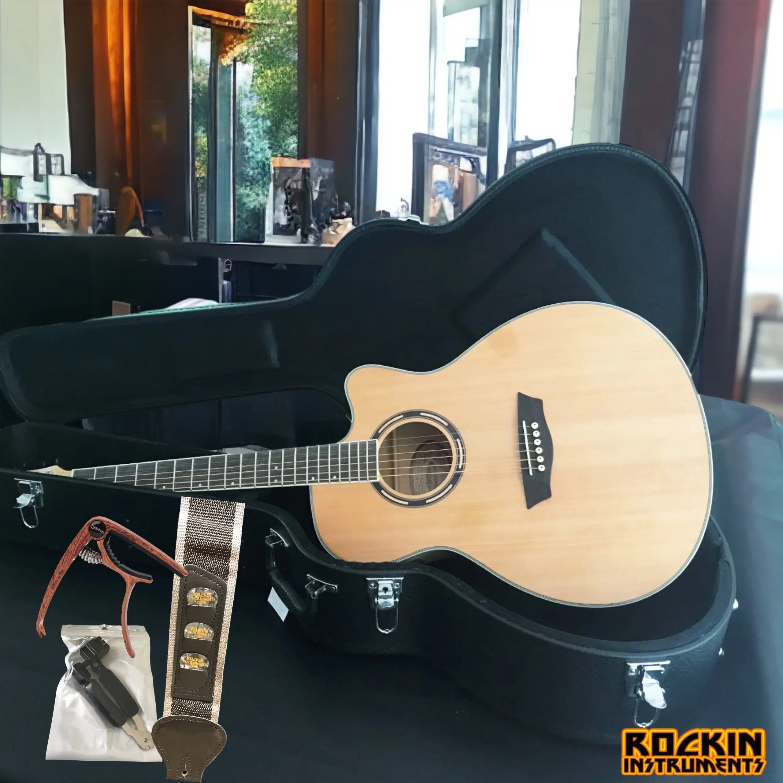 Washburn Apprentice AG40CEK Grand Auditorium Acoustic Guitar with Hardshell Case