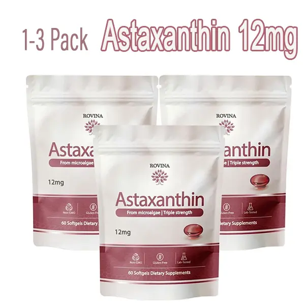 1- 3 PACK, Astaxanthin 12mg Softgels, Triple Strength Natural Antioxidant from Microalgae, Supports Healthy Skin, Eyes, Joints & Cellular Wellness, 60 Softgels