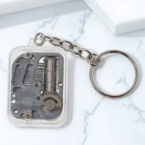 Vintage Music Box Keychain Set DIY Portable Alloy Decor Gift Stress Relief for Desk Dorm Room Birthday Christmas