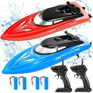 GARVEE 3PACK Remote Control RC Boats with 2.4GHz Wireless Control, Fully Waterproof Design, Includes 6 Rechargeable Batteries, Perfect Summer Water Toys for Pools, Lakes, Rivers, and Bathtubs - Blue and Red Colors
