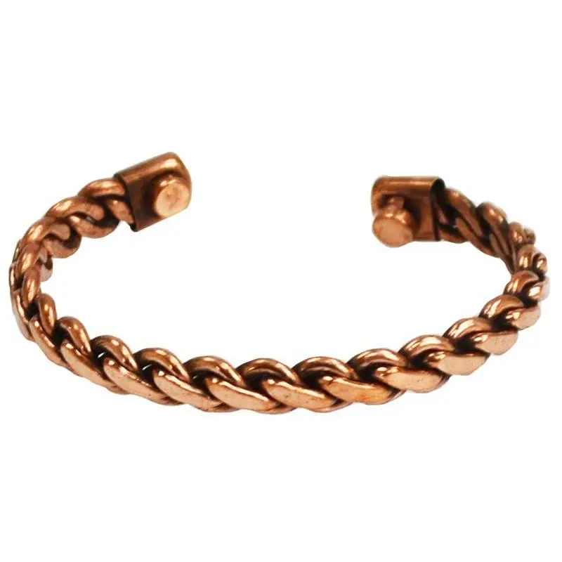 Braided Copper Magnetic Bracelet — Open Cuff Traditional Healing Jewelry