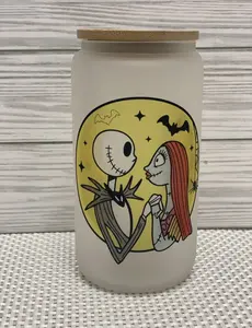 Sally and Jack beer can glass cup