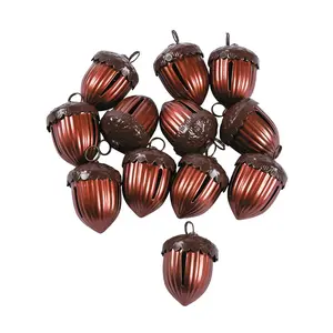 1 1/2" Acorn-Shaped Brown Metal Jingle Bells - 12 Pc.