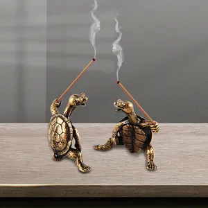 Brass Turtle Incense Burner, Kung Fu Style. Creative home decor craft, meditation aromatherapy holder, home fragrance accessories.