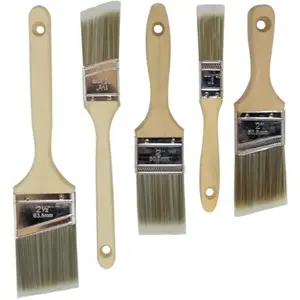 5-Piece Paint Brush Set, Flat & Angle Brushes, Diverse Brush Types for Latex and Oil Paints, Ideal for Interior & Exterior Home Improvement Projects