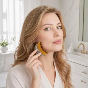 Premium Lymphatic Contour Face Brush - Ergonomic Wood Handle Facial Sculpting Massager Gua Sha Eye and Neck Care Tool for Women Daily Skincare Routine Relaxing Home Spa Beauty Accessories