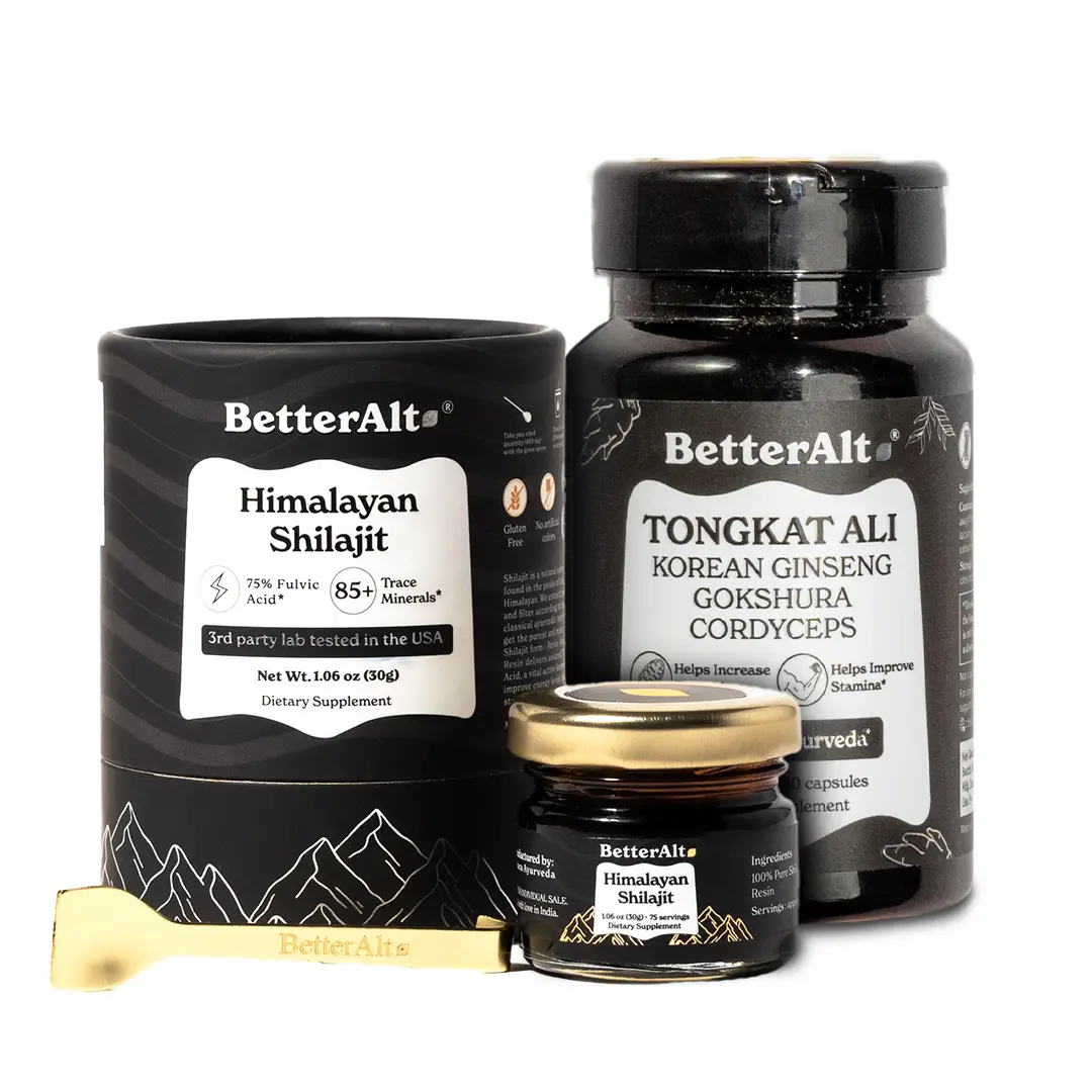 BetterAlt Energy Enhancer Duo | Shilajit Resin + Tongkat Ali Capsules | Himalaya...