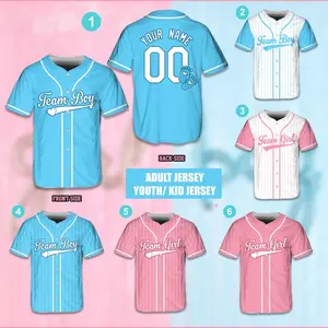 Personalized Baby Reveal Baseball Jersey, Custom Team Boy Team Girl Baseball Jersey, Blue Or Pink Gender Reveal Shirt, Reveal Party Jersey
