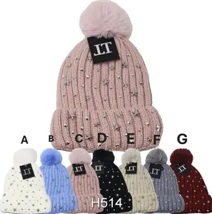 Womens Super Soft Beanie PomPom Colorful Designs Style Color Winter Hat