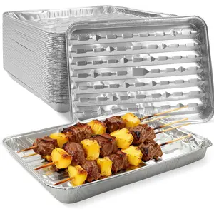 40 Packs Disposable  Foil Broiler Pan, Large  Roasting Pans for for BBQ, Grilling, Roasting, Catering, and Restaurants, Crawfish Trays 12 x 9 inches
