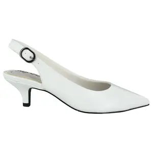 Easy Street Womens Faye Pointed Toe Slingback Pumps Dress Casual Mid Heel 2-3" - White