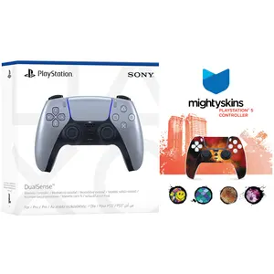 Sony PlayStation 5 DualSense Wireless Controller with MightySkins Custom Decal Skin Voucher - Sterling Silver
