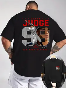 New York Yankees Judge #99 Baseball Theme Trendy T-Shirt, Unisex Loose Fit Graphic Short Sleeve Top, Casual Fitted Long Clothing