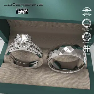 Wedding Ring Sets His And Hers Promise Ring Wedding Ring Sets His And Hers Couples Women 925 Sterling Silver Round Cut Moissanite Man titanium Wedding Band