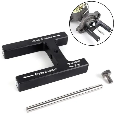 Upgrade Version Car Brake Adjustment Tool for Mechanics - N48 Magnetism Magnetic Inner Core CNC Aluminum Alloy, Adjustable Pins, 304 Steel Rod, Anodized Finish, Length Gauge for Booster & Master Cylinder Pushrods to Modify Pedal Braking Distance