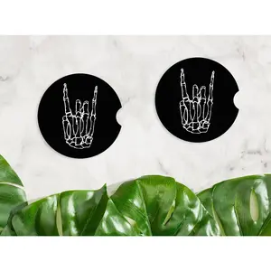 Skeleton Rock Hand Car Coaster